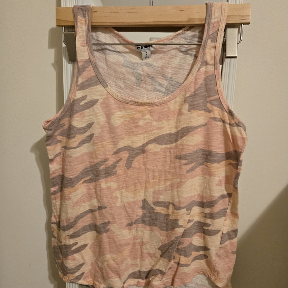 Old Navy Pink and Gray Camouflage Tank Top